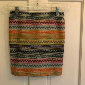 Woven Multicolored Patterned Mini Skirt Size XS